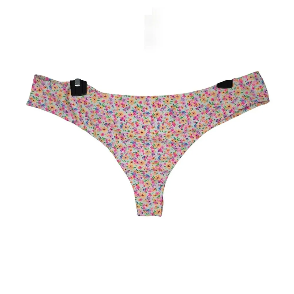 Kulani Kinis Bikini Bottom Floral Multi-color V-Cut 2XL Beach, Summer, Tropical